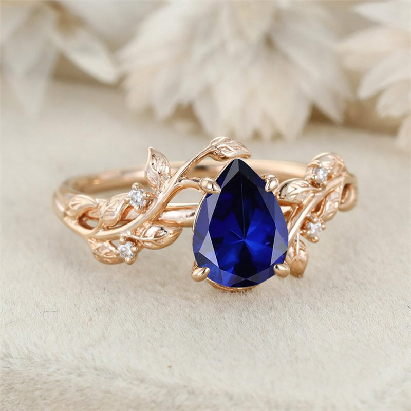 Sterling Silver 10K 14K 18K  Gold Pear Gemstone Vintage Engagement Wedding Promise Anniversary Ring