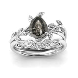 Sterling Silver 10K 14K 18K Gold 1ct Pear Shaped Gemstone Gemstone Engagement Ring Wedding Ring Sets