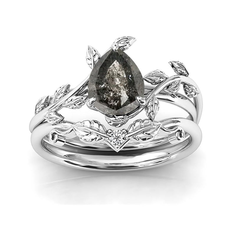 Sterling Silver 10K 14K 18K Gold 1ct Pear Shaped Gemstone Gemstone Engagement Ring Wedding Ring Sets