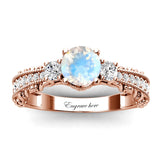 Sterling Silver 10K 14K 18K Personalized Engraved 1 Carat  Round Birthstone Engagement Ring