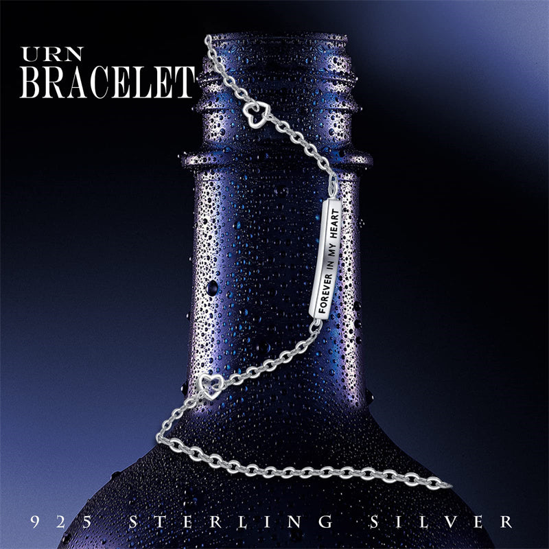 Sterling Silver Memorial Urn Bracelet Engraved With Forever in My Heart