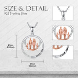 Sterling Silver Family Pendant Necklace Engraved with Love You