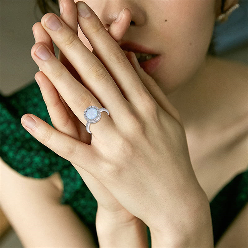 Sterling Silver Opal Urn Ring for Ashes With Engraved