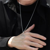 Sterling Silver Crown of Thorns Crucifix Cross Pendant Necklace for Men