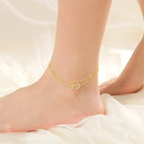 14K Gold Heart Layered Anklet