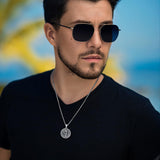 Sterling Silver Memento Mori Gothic Skull Amulet Pendant Necklace for Men