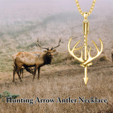 Sterling Silver Cross Deer Antler Fish Hook Hunting Pendant Necklace for Men