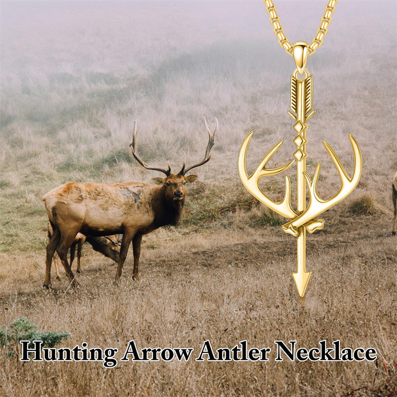 Sterling Silver Cross Deer Antler Fish Hook Hunting Pendant Necklace for Men