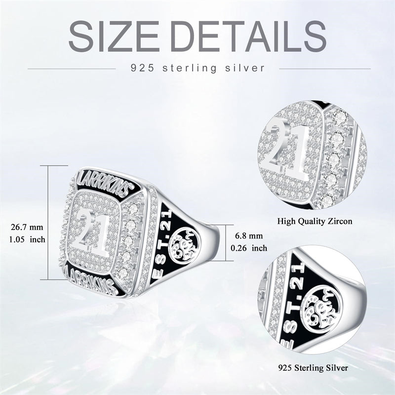 Sterling Silver Personalized Pattern High School College Class Ring Gift for Graduates
