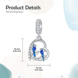 Sterling Silver Blue Jay  Charm Beads Engraved with I Love Forever