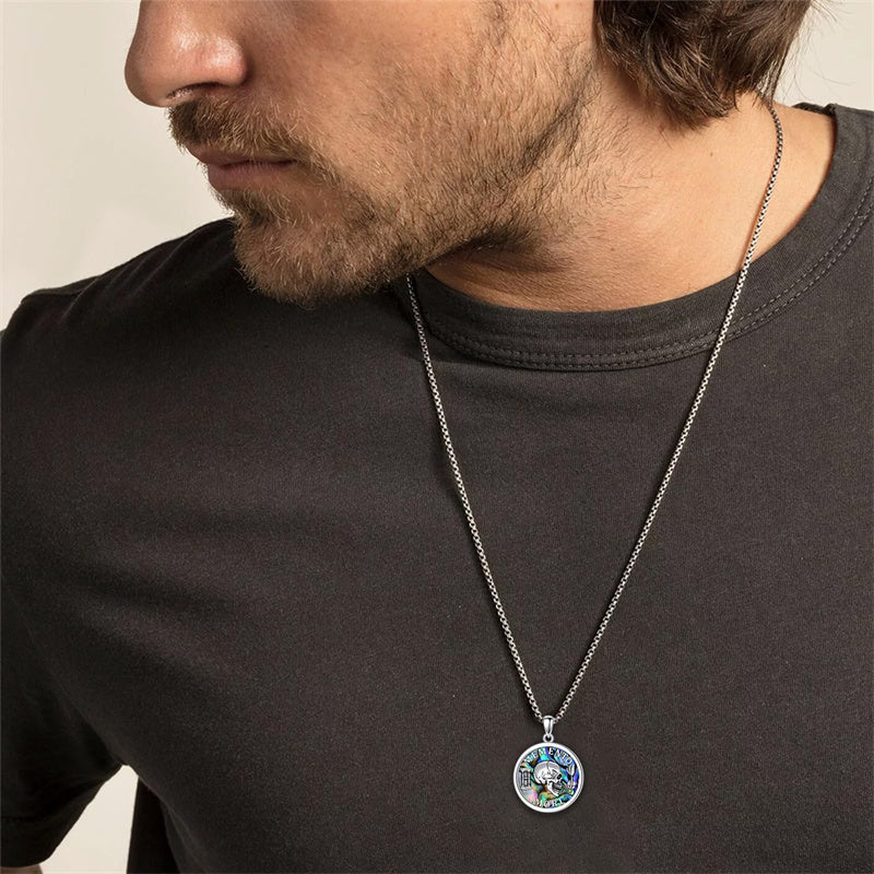 Sterling Silver Memento Mori Skull Pendant Necklace