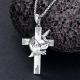 Sterling Silver Shark Fish Hook Triple Moon Cross Pendant Necklace