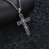 Sterling Silver Cross Christian Pendant Necklace for Men