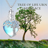 Sterling Silver Crystal Heart Tree of Life Urn Necklace for Ashes