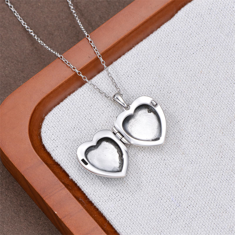 Sterling Silver Personalized Photo Heart Sunflower Pendant Necklace