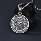 Sterling Silver Memento Mori Gothic Skull Amulet Pendant Necklace for Men