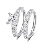 Sterling Silver Moissanite Wedding Ring Set for Women
