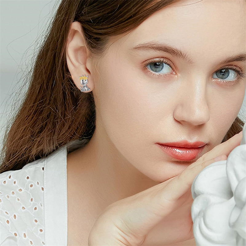 Sterling Silver Hypoallergenic Giraffe Stud Earrings