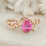 Sterling Silver 10K 14K 18K  Gold Pear Gemstone Vintage Engagement Wedding Promise Anniversary Ring