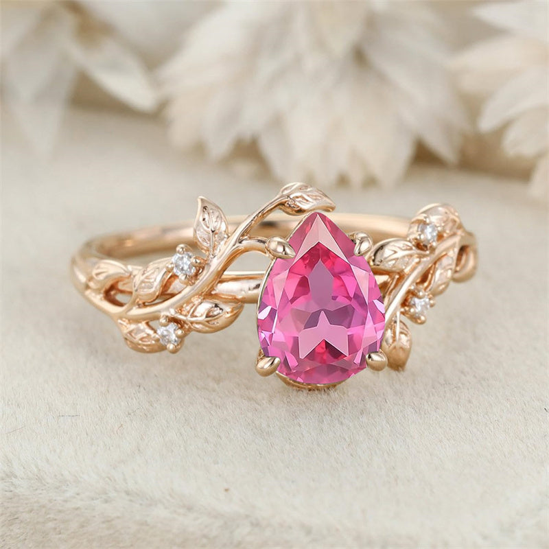 Sterling Silver 10K 14K 18K  Gold Pear Gemstone Vintage Engagement Wedding Promise Anniversary Ring