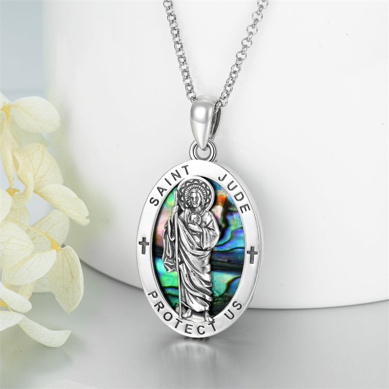 Sterling Silver St Michael St Benedict St Anthony St Jude Medal Pendant Necklace
