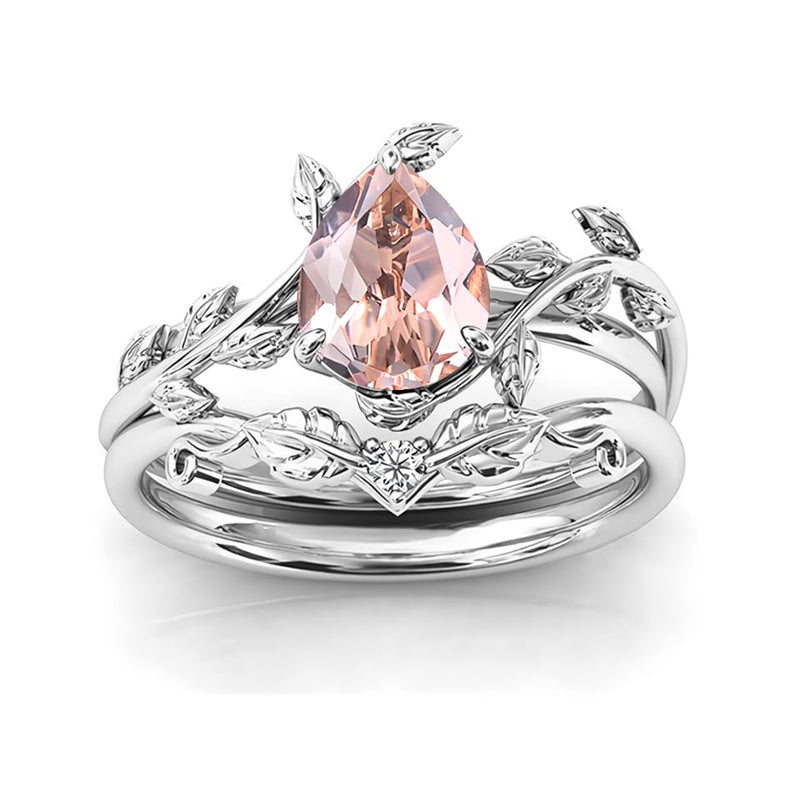 Sterling Silver 10K 14K 18K Gold 1ct Pear Shaped Gemstone Gemstone Engagement Ring Wedding Ring Sets