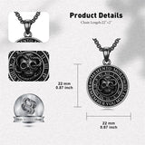 Sterling Silver Memento Mori Gothic Skull Amulet Pendant Necklace for Men