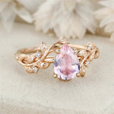 Sterling Silver 10K 14K 18K  Gold Pear Gemstone Vintage Engagement Wedding Promise Anniversary Ring