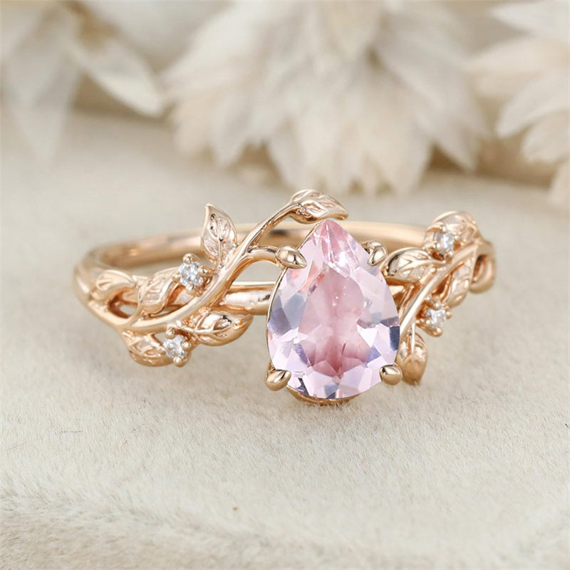 Sterling Silver 10K 14K 18K  Gold Pear Gemstone Vintage Engagement Wedding Promise Anniversary Ring