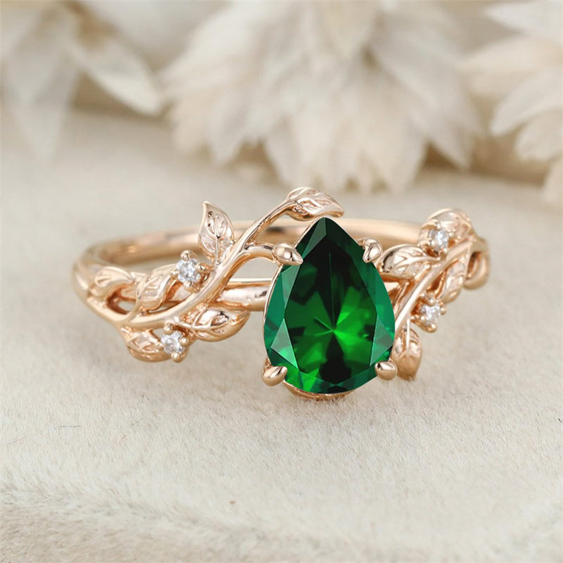 Sterling Silver 10K 14K 18K  Gold Pear Gemstone Vintage Engagement Wedding Promise Anniversary Ring