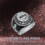 Sterling Silver Personalized Engraved Birthstone 2025 High School College Class Ring Graduation Jewelry
