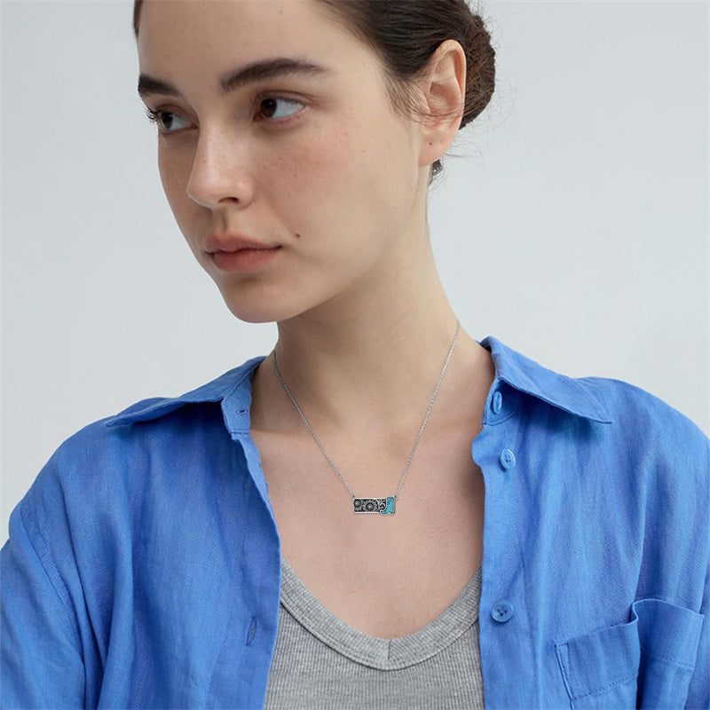 Sterling Silver Turquoise Cross Bear Claw Cowboy Boot Pendant Necklace