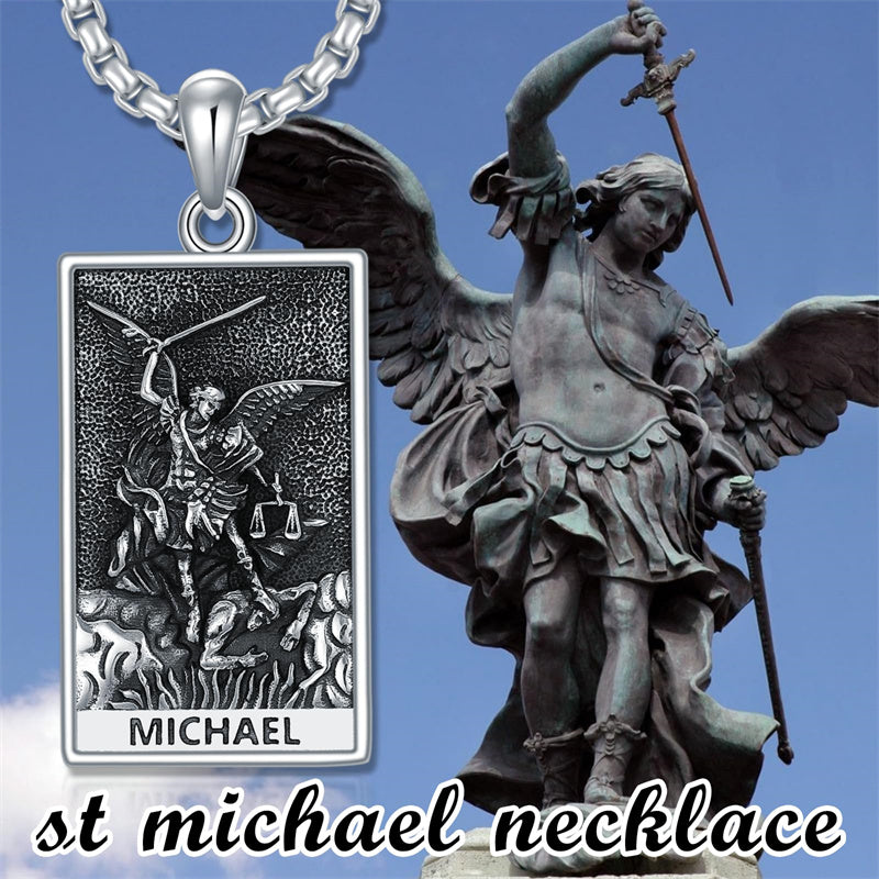 Sterling Silver  Virgin Mary Saint Florian Saint Jude Saint Michael Saint Benedict Amulet Protection Pendant Necklace