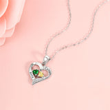 10K 14K 18K Gold Personalized 2 Birthstone Engravd Heart Pendant Necklace
