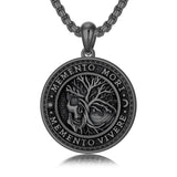 Sterling Silver Memento Mori Gothic Skull Amulet Pendant Necklace for Men