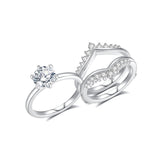 Sterling Silver Moissanite Wedding Ring Set
