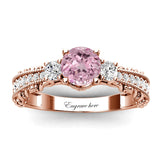 Sterling Silver 10K 14K 18K Personalized Engraved 1 Carat  Round Birthstone Engagement Ring