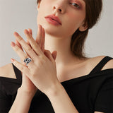 Sterling Silver Sunflower Dragonfly Spoon Ring for Women