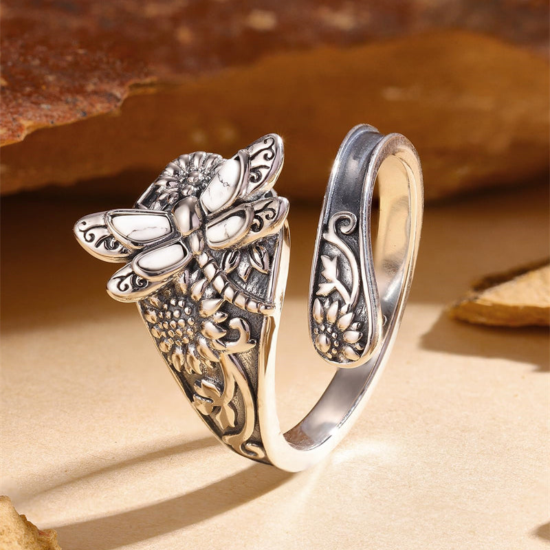 Sterling Silver Oxidized Dragonfly Butterfly Hummingbird Sea Turtle Anchor Cross Tree of Life Sunflower Spoon Ring