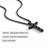Stainless Steel Bible Verse Religious Cross Necklace for Men