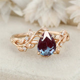 Sterling Silver 10K 14K 18K  Gold Pear Gemstone Vintage Engagement Wedding Promise Anniversary Ring