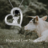 Sterling Silver Highland Cow Pendant Necklace