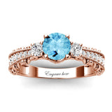 Sterling Silver 10K 14K 18K Personalized Engraved 1 Carat  Round Birthstone Engagement Ring