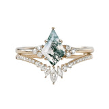 Sterling Silver 10K 14K 18K Gold Kite Cut Gemstone Wedding Ring Set