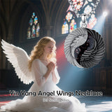 Sterling Silver Turquoise Obsidian Opal Tiger's Eye Yin Yang Angel Wings Pendant Necklace