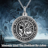 Sterling Silver Memento Mori& Gothic Skull Urn Necklace For Ashes