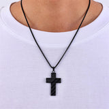 Stainless Steel Inspirational Bible Verse American Flag Cross Pendant Necklace