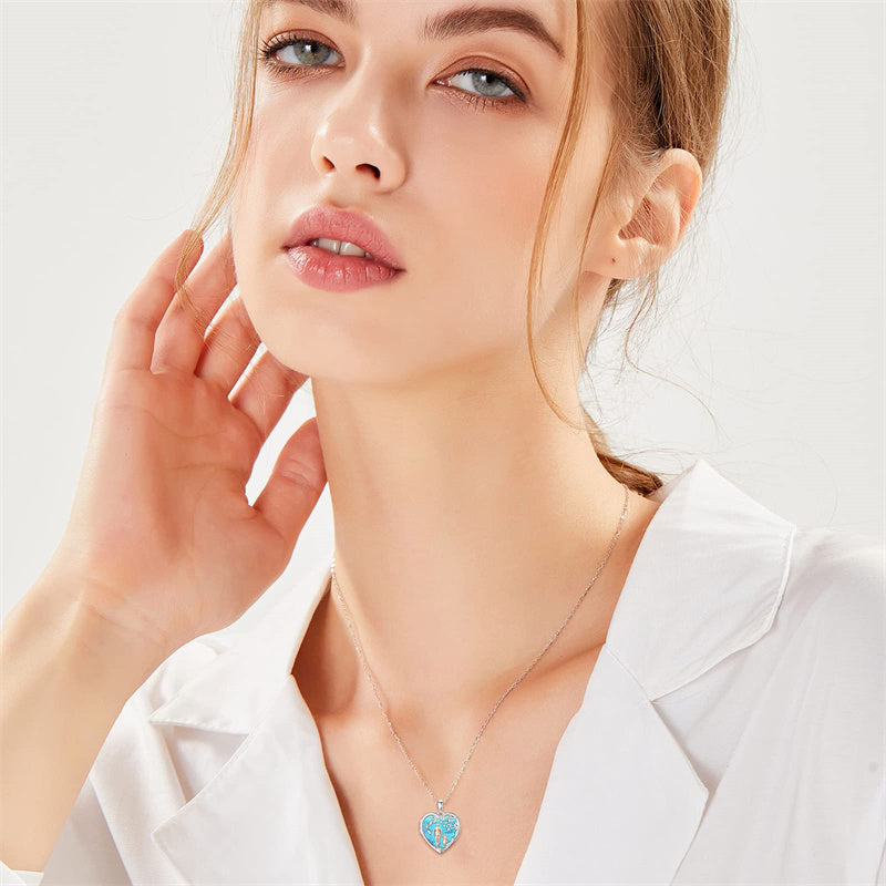 Sterling Silver Personalized Photo Abalone Shell Turquoise Malachite Father Daughter Pendant Necklace