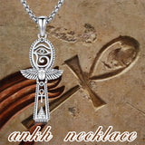 Sterling Silver Ankh_Eye of Horus  Protection Pendant Necklace