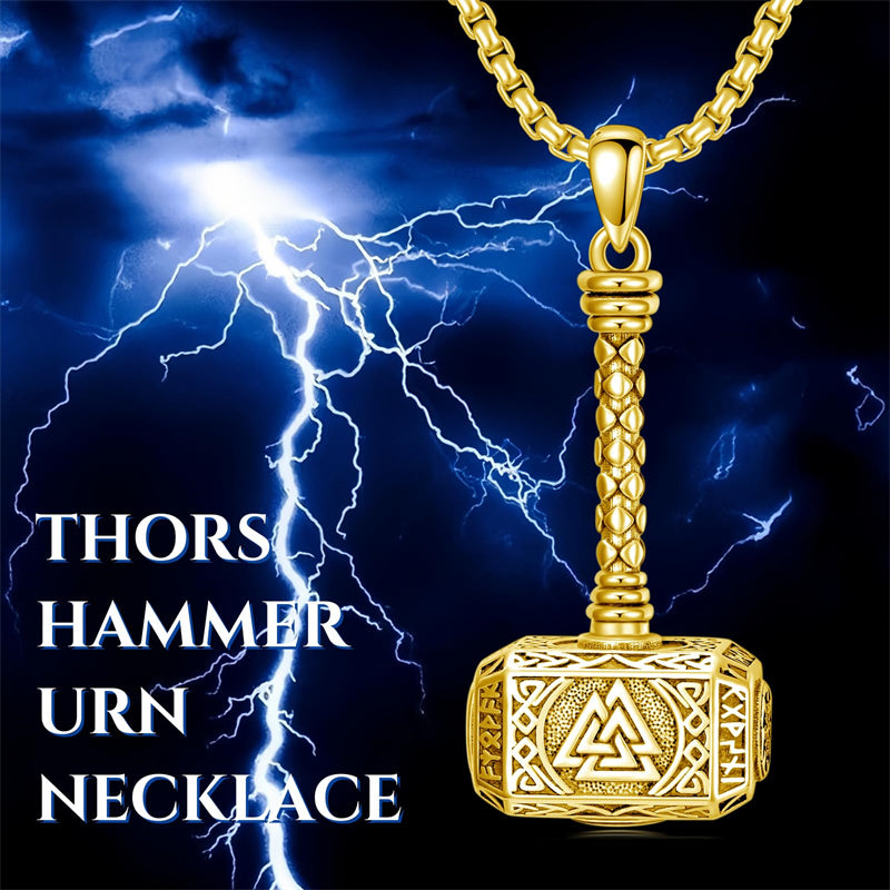 Sterling Silver Thors Hammer Urn Necklace for Ashes